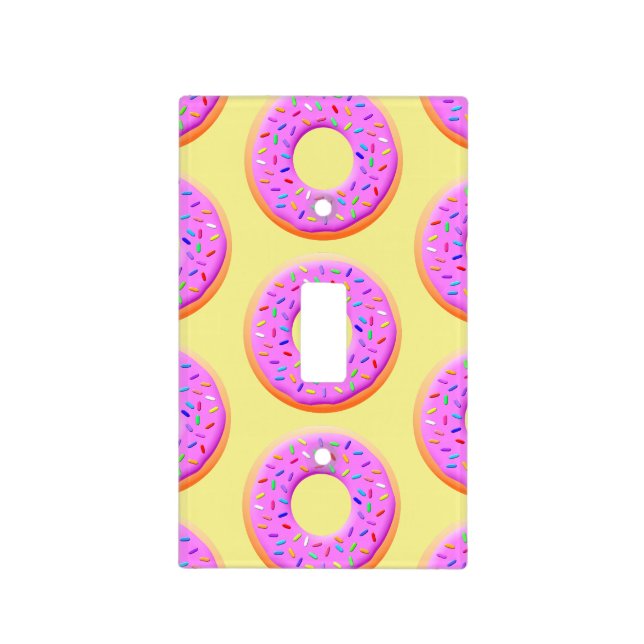 Cute Donut Drawing With Sprinkles Light Switch Cover (Front)
