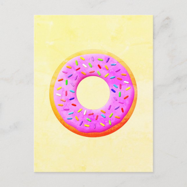 Cute Donut Drawing With Sprinkles Postcard (Front)