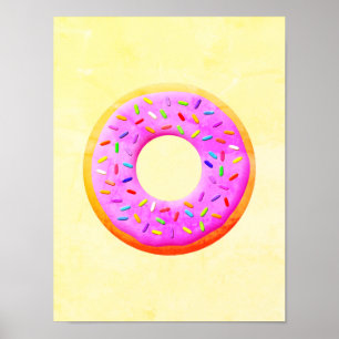Cute Donut Drawing With Sprinkles Poster