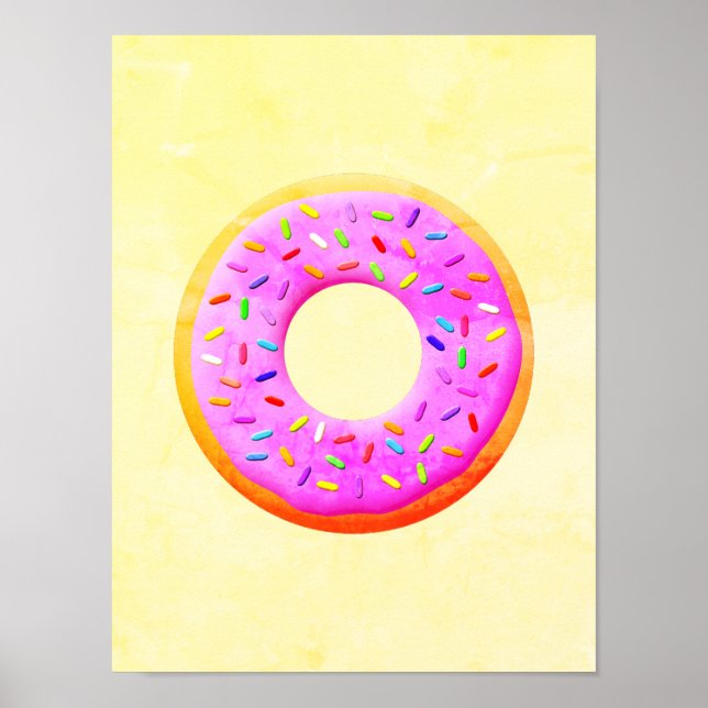 Cute Donut Drawing With Sprinkles Poster (Front)