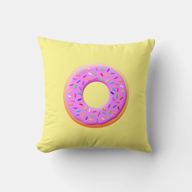 Cute Donut Drawing With Sprinkles Throw Pillow (Front)
