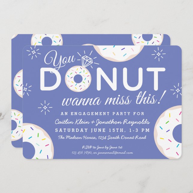 Cute Donut Engagement Party Invitations (Front/Back)