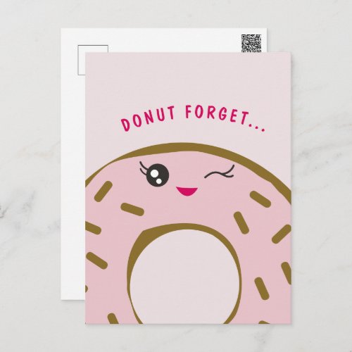 Cute Donut Forget Youre sweet Kawaii Illustration Postcard