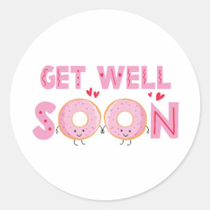 Cute Donut Get Well Soon Classic Round Sticker