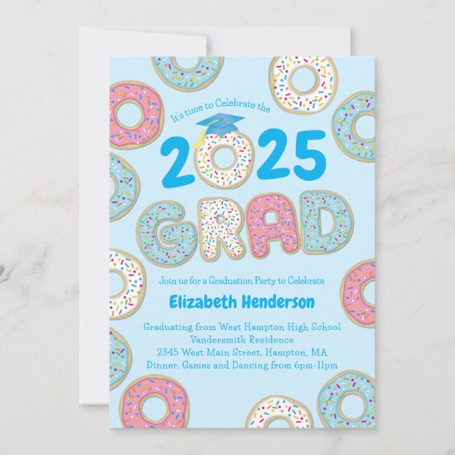 Cute Donut Graduation Party Invitation (Front)