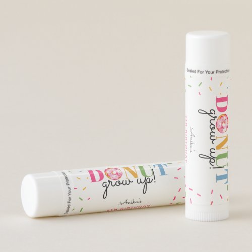 cute donut grow up birthday rainbow sprinkles lip balm