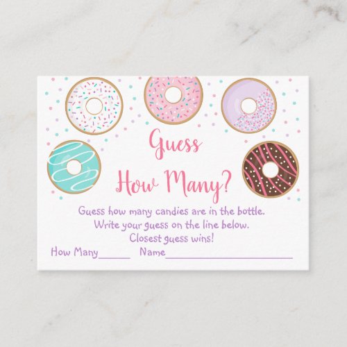 Cute Donut Guess How Many Baby Shower Game Enclosure Card