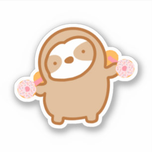 Cute Donut Gym Workout Sloth Sticker