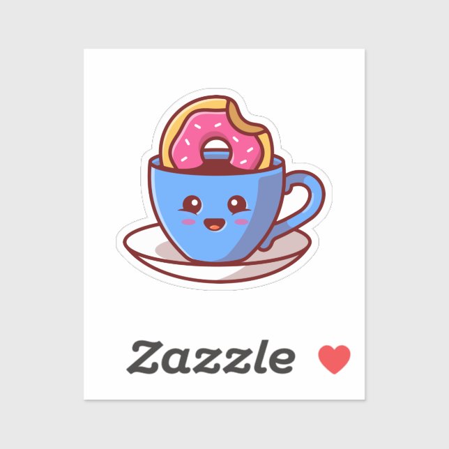 Cute Donut In Coffee Sticker (Sheet)