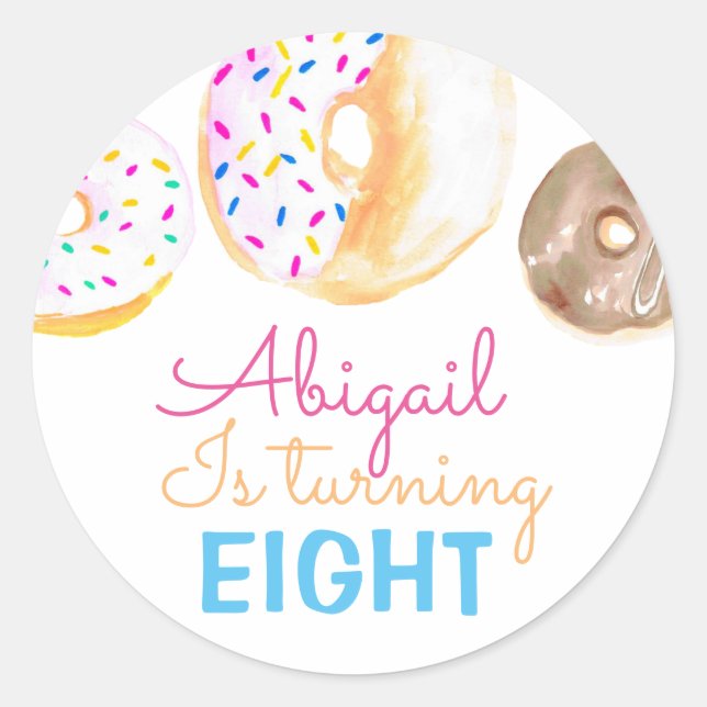 Cute donut kid birthday party sticker (Front)