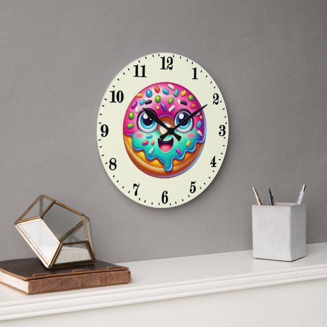 Cute donut lovers sweet  large clock (Office)