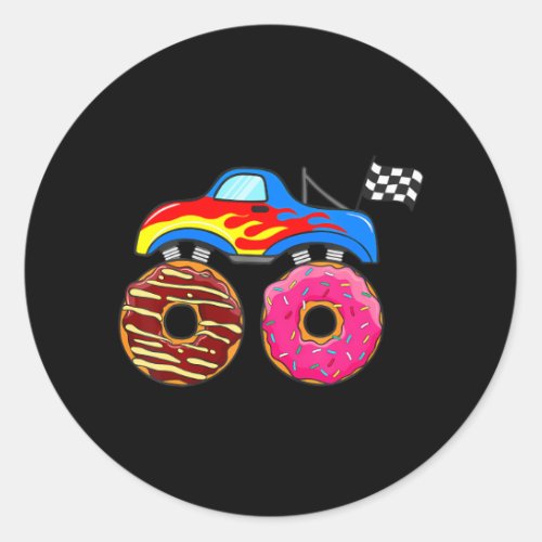 Cute Donut Monster Truck Monster Truck Lovers Classic Round Sticker
