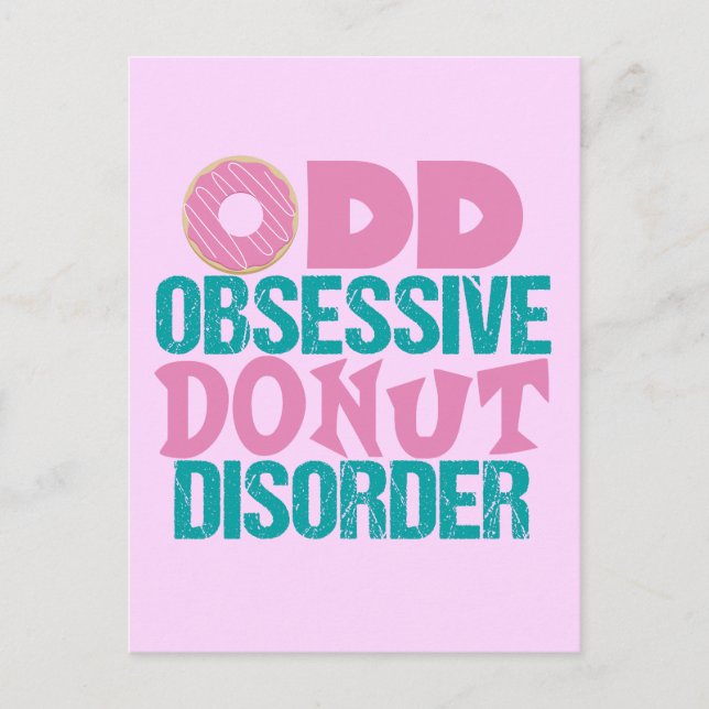Cute Donut Pink Teal Postcard (Front)