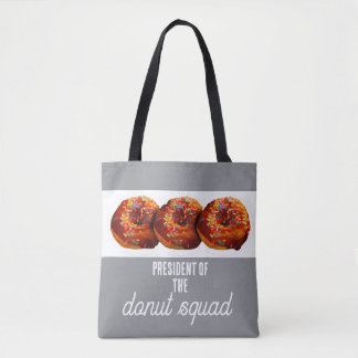 Cute Donut Squad Donuts With Sprinkles On Gray Tote Bag