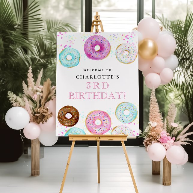 Cute Donut Themed Birthday Party Welcome Foam Board (Cute Donut Themed Birthday Party Welcome Foam Board
#donutbirthdayparty
#donutmisstheparty)