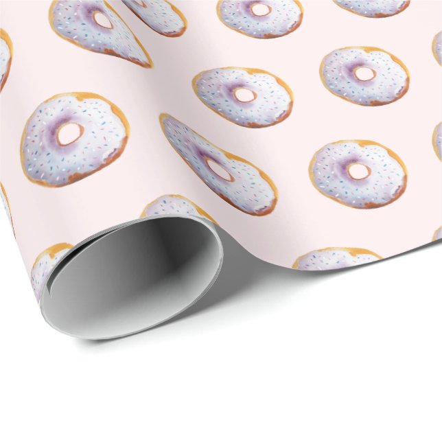 Cute Donut Watercolor Pattern Wrapping Paper (Roll Corner)