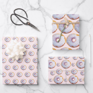 Cute Donut Watercolor Pattern Wrapping Paper Sheets