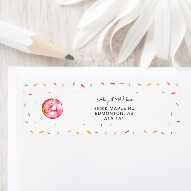 Cute Donut Watercolor Rainbow Sprinkles sweet Label (Insitu)