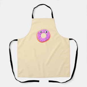 Cute Donut With Eyes And Sprinkles Drawing Apron