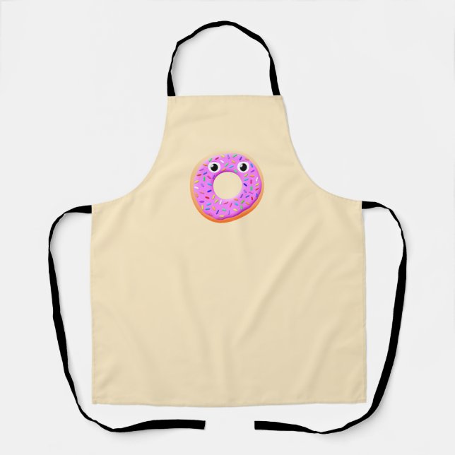 Cute Donut With Eyes And Sprinkles Drawing Apron (Front)