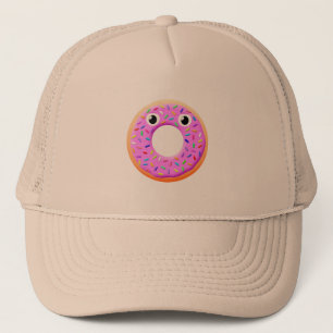 Cute Donut With Eyes And Sprinkles Drawing Trucker Hat