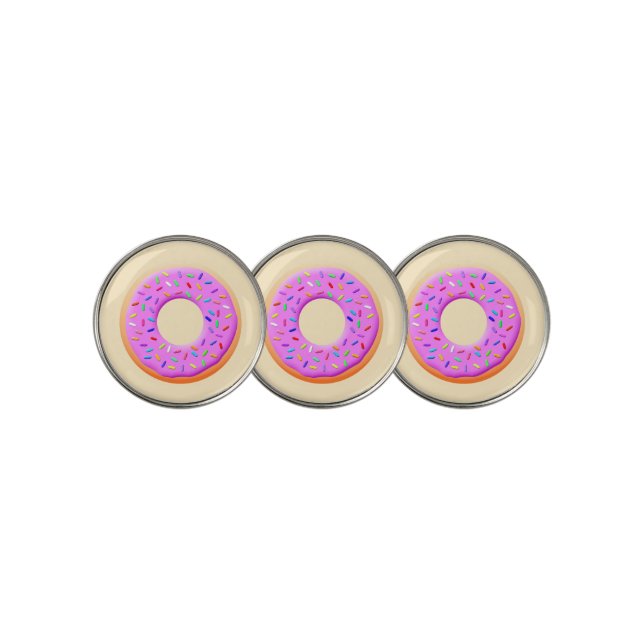Cute Donut With Sprinkles Drawing Golf Ball Marker (3 Up)