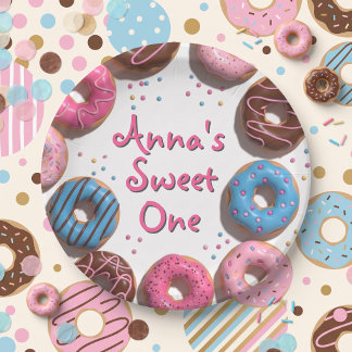 Cute Donuts 1st Birthday Paper Plates