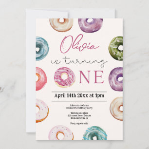 Cute Donuts 1st Birthday,Sweet Treats for baby Inv Invitation