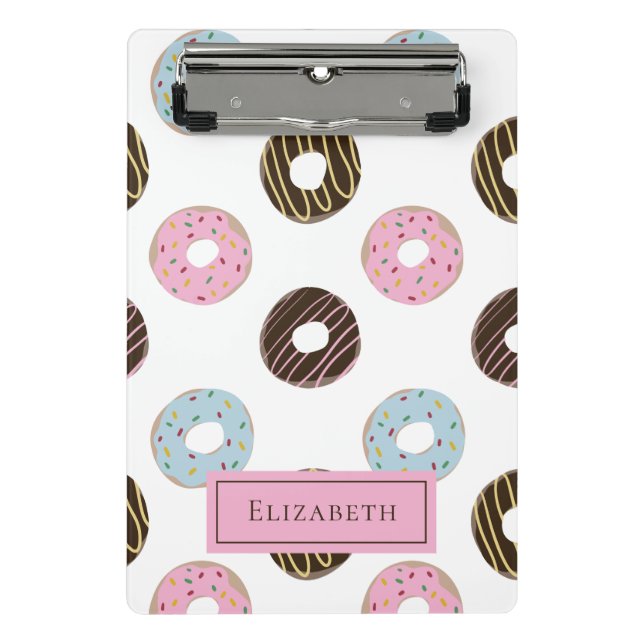 Cute Donuts Add your own Name Custom Monogram  Mini Clipboard (Front)