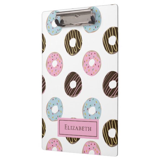 Cute Donuts Add your own Name Custom Monogram Pla Clipboard | Zazzle