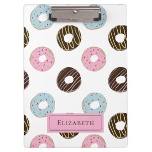 Cute Donuts Add your own Name Custom Monogram Pla Clipboard