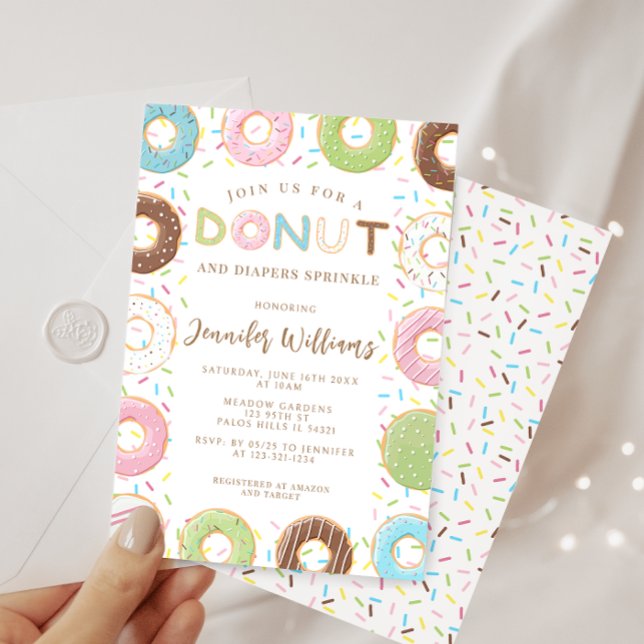Cute Donuts And Diapers Baby Sprinkle Shower Invitation (Creator Uploaded)