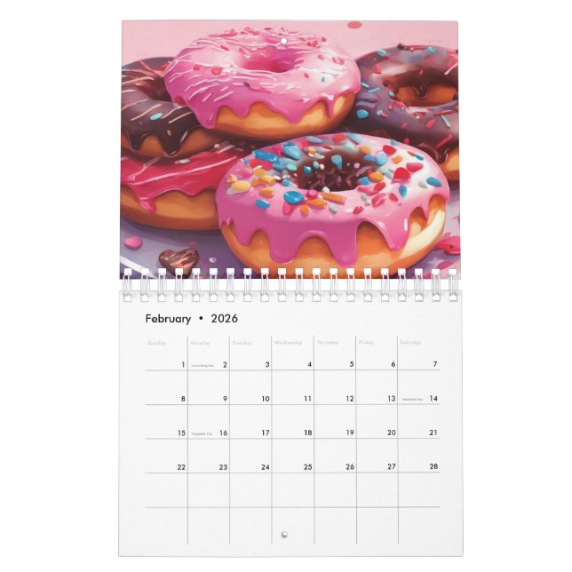 Cute Donuts Calendar gift doughnut (Feb 2026)