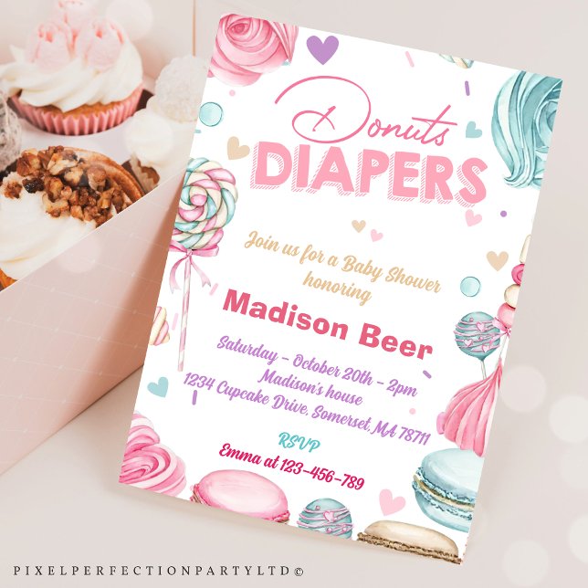  Cute Donuts Diapers Baby Shower  Invitation (Creator Uploaded)