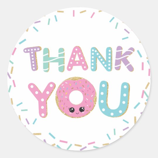 Cute Donuts Donuts Thank You Favor Gift Classic Round Sticker | Zazzle.com