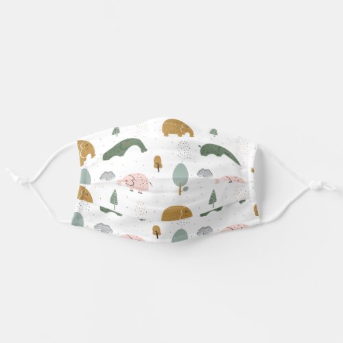 Cute Doodle Animal Pattern Adult Cloth Face Mask