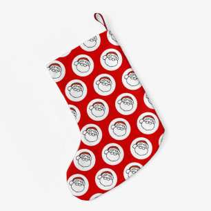 Cute Doodle Art Christmas Santa on Red Small Christmas Stocking