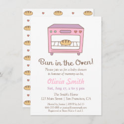 Cute Doodle Bun in the Oven Baby Shower Invitation