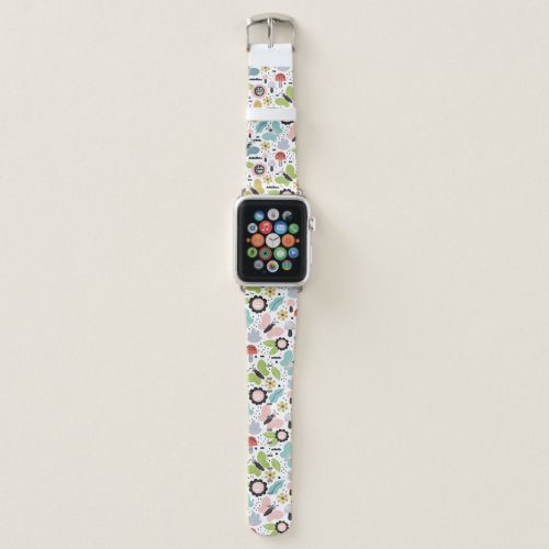 Cute Doodle Butterflies  Mushrooms Apple Watch Band