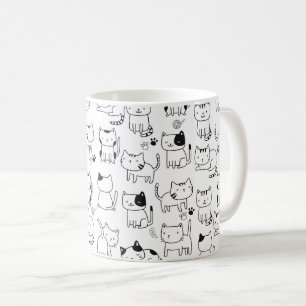 Cute Doodle Cats Pattern Coffee Mug