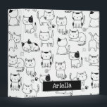 Cute Doodle Cats Pattern Personalized 3 Ring Binder<br><div class="desc">Cute black and white hand-drawn cats in different poses,  add your custom name on the front of the binder.</div>