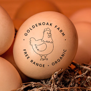 Cute Doodle Chicken Personalized Farm Fresh Eggs Rubber Stamp