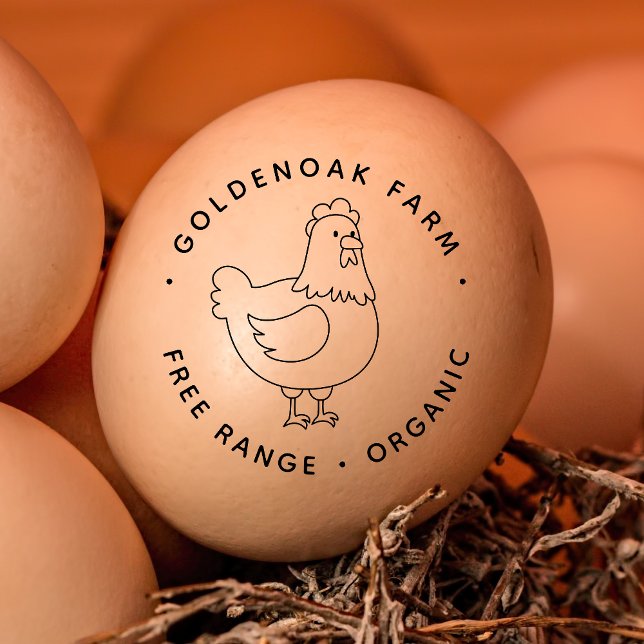 Cute Doodle Chicken Personalized Farm Fresh Eggs Rubber Stamp (Creator Uploaded)