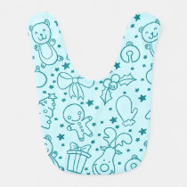Cute Doodle Christmas Pattern Baby Bib