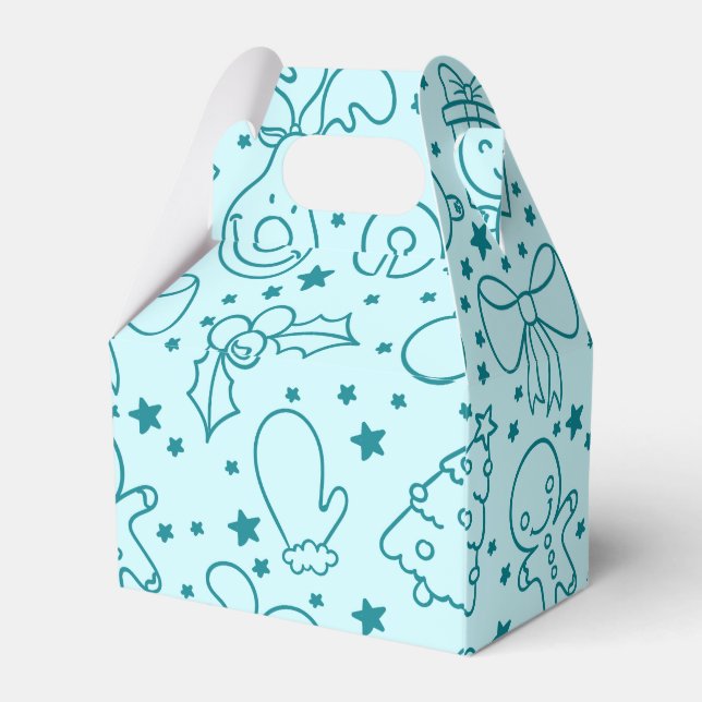 Cute Doodle Christmas Pattern Favor Boxes (Back Side)