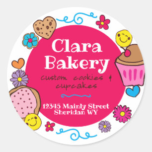 Cute doodle cookies cupcake baking bakery classic round sticker