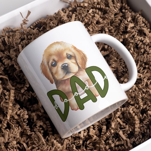 Cute Doodle Dad Watercolor Dog Lovers Green Coffee Mug