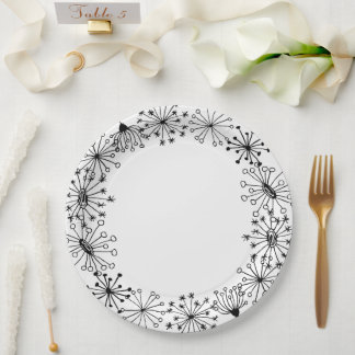 Cute Doodle Dandelion Pattern Summer Party Paper Plates