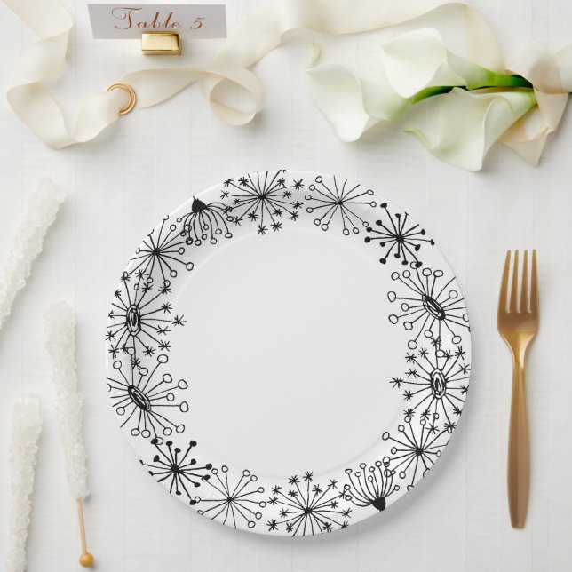 Cute Doodle Dandelion Pattern Summer Party Paper Plates (Wedding)