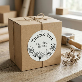Cute Doodle Dandelion Small Business Thank You Classic Round Sticker